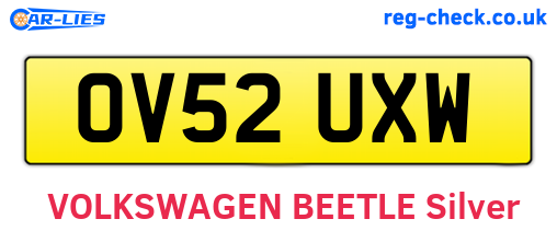 OV52UXW are the vehicle registration plates.