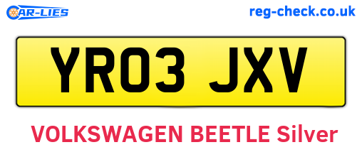 YR03JXV are the vehicle registration plates.