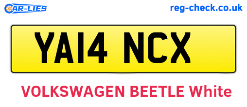 YA14NCX are the vehicle registration plates.