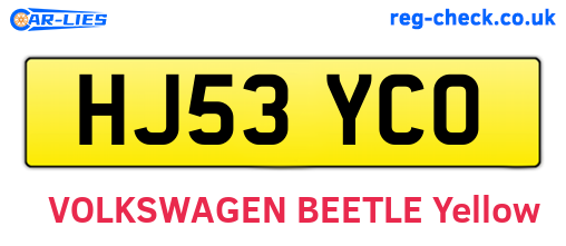 HJ53YCO are the vehicle registration plates.