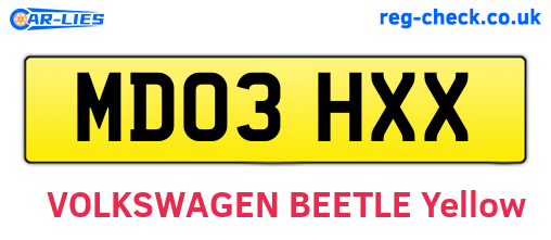 MD03HXX are the vehicle registration plates.