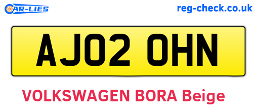 AJ02OHN are the vehicle registration plates.