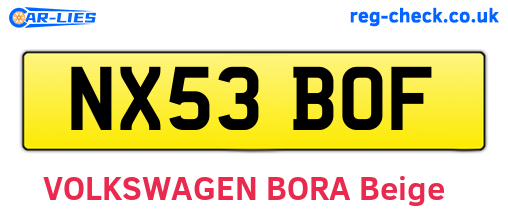 NX53BOF are the vehicle registration plates.