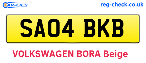SA04BKB are the vehicle registration plates.