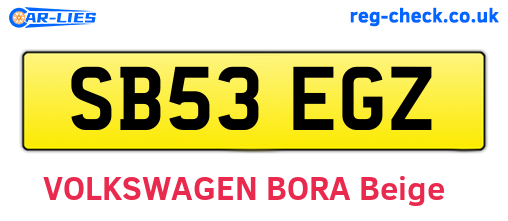 SB53EGZ are the vehicle registration plates.