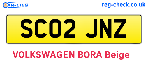 SC02JNZ are the vehicle registration plates.