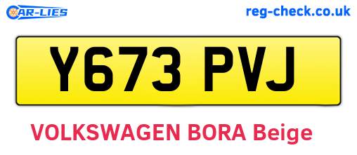 Y673PVJ are the vehicle registration plates.
