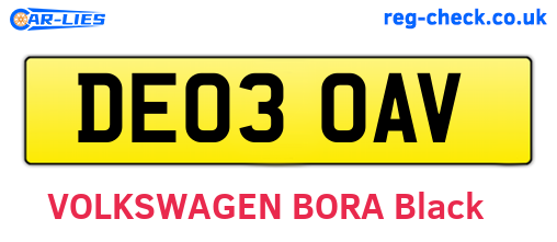 DE03OAV are the vehicle registration plates.