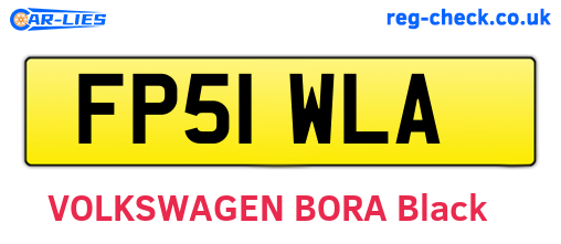 FP51WLA are the vehicle registration plates.