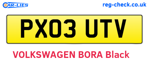 PX03UTV are the vehicle registration plates.
