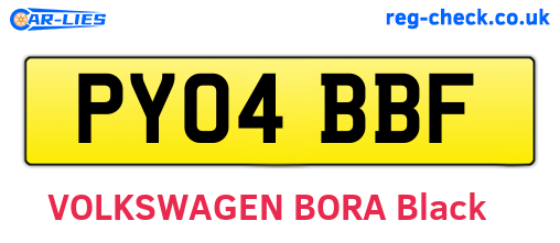 PY04BBF are the vehicle registration plates.