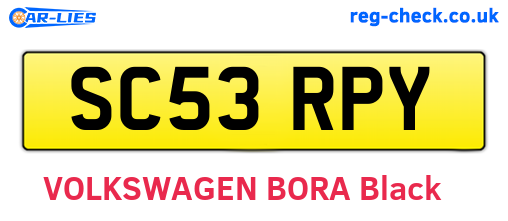 SC53RPY are the vehicle registration plates.