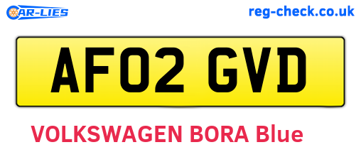 AF02GVD are the vehicle registration plates.