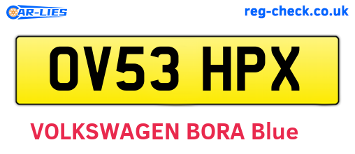 OV53HPX are the vehicle registration plates.