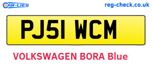 PJ51WCM are the vehicle registration plates.