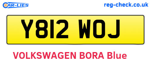 Y812WOJ are the vehicle registration plates.