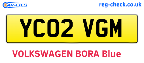 YC02VGM are the vehicle registration plates.