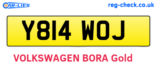 Y814WOJ are the vehicle registration plates.