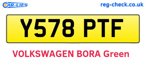 Y578PTF are the vehicle registration plates.