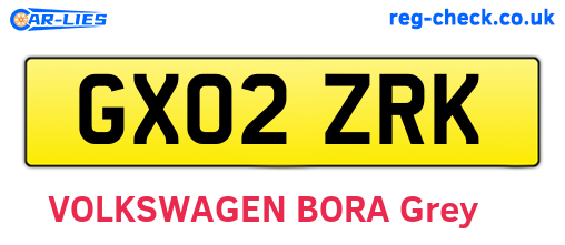 GX02ZRK are the vehicle registration plates.