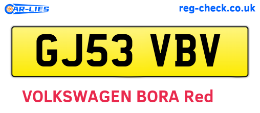 GJ53VBV are the vehicle registration plates.