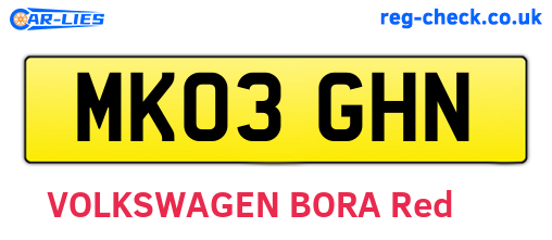 MK03GHN are the vehicle registration plates.