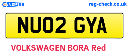 NU02GYA are the vehicle registration plates.