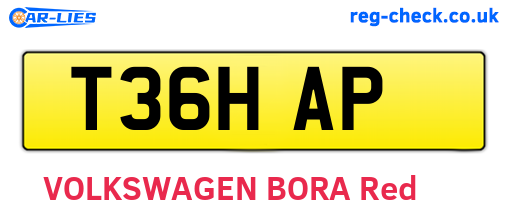 T36HAP are the vehicle registration plates.