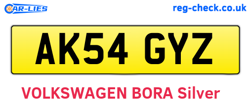 AK54GYZ are the vehicle registration plates.