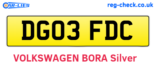 DG03FDC are the vehicle registration plates.