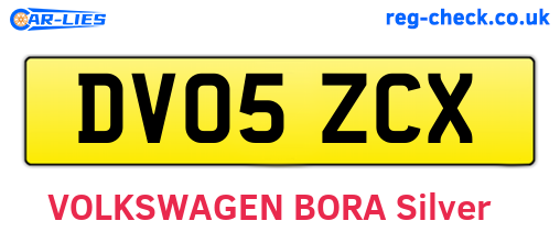DV05ZCX are the vehicle registration plates.