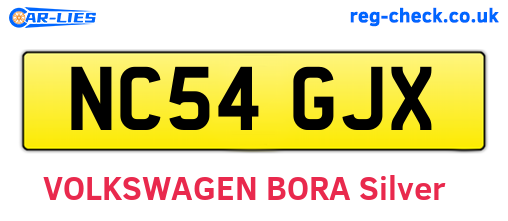 NC54GJX are the vehicle registration plates.