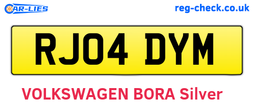 RJ04DYM are the vehicle registration plates.