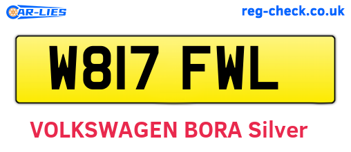 W817FWL are the vehicle registration plates.