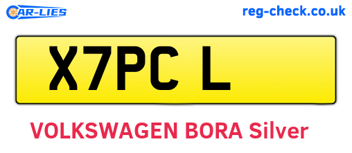 X7PCL are the vehicle registration plates.