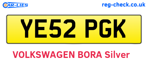 YE52PGK are the vehicle registration plates.