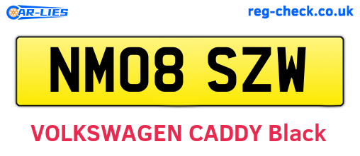 NM08SZW are the vehicle registration plates.