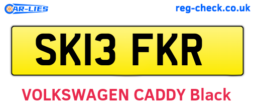 SK13FKR are the vehicle registration plates.