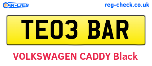TE03BAR are the vehicle registration plates.