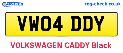 VW04DDY are the vehicle registration plates.
