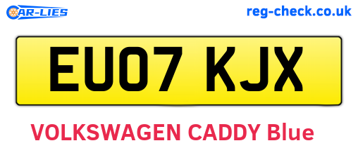 EU07KJX are the vehicle registration plates.