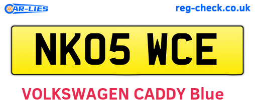 NK05WCE are the vehicle registration plates.