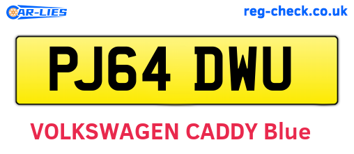 PJ64DWU are the vehicle registration plates.