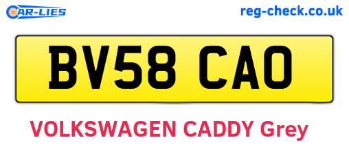 BV58CAO are the vehicle registration plates.