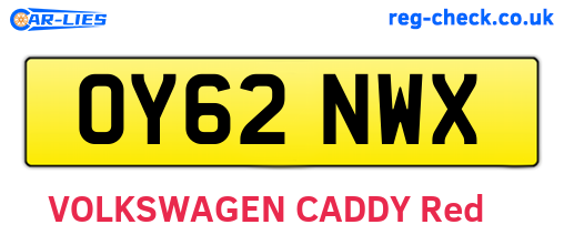 OY62NWX are the vehicle registration plates.