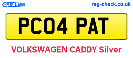 PC04PAT are the vehicle registration plates.
