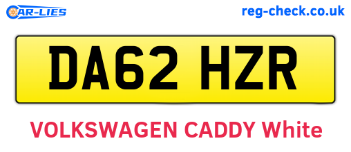 DA62HZR are the vehicle registration plates.