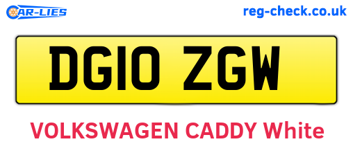 DG10ZGW are the vehicle registration plates.
