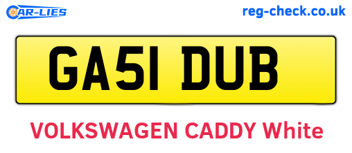 GA51DUB are the vehicle registration plates.