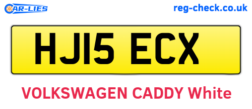 HJ15ECX are the vehicle registration plates.